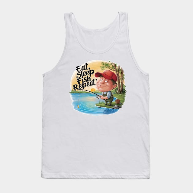 Eat Sleep Fish Repeat Cute Tank Top by Wild Catch